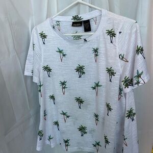 Aa Studio White Tee with Tropical Palm Design